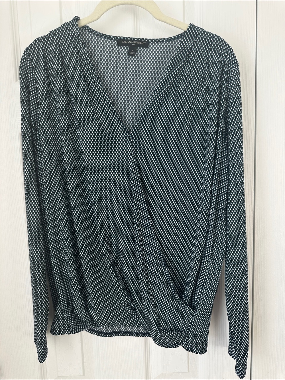 Banana Republic Navy and White Dot Blouse